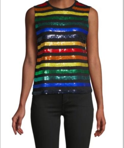 Alice + Olivia Miller Rainbow Sequin Boyfriend Tank SIZE XS NWOT $225 - Picture 4 of 8