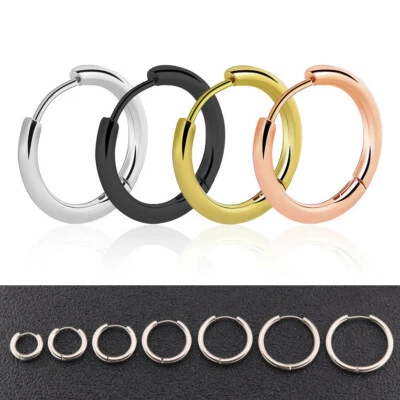 1 oder 3 Paar Creolen Rund 8-20 mm INNENDURCHMESSER Edelstahl Damen Herren - Bild 1 von 4