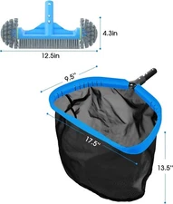 Pool Cleaning Kit 17.5'' Pool Net & 12.5'' Pool Brush Above Ground Pool Skimmer