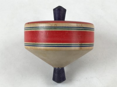 Japanese Spinning Top W/ String Vtg Wooden Koma Toy Red Blue Japanese Spinning Top W/ String Vtg Wooden Koma Toy Red Blue