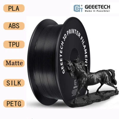 Geeetech 1kg 1.75mm Imprimante PLA/ABS+/PETG/TPU Filament Noir pour Imprimante 3