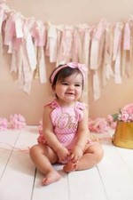 1st BIRTHDAY ROMPER - PINK RUFFLE ROMPER - PERSONALIZED ROMPER- Cake Smash
