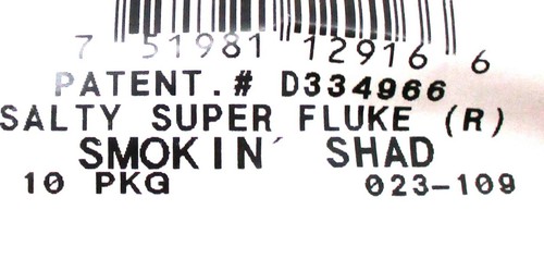(3) Unopened Pack Zoom 5 1/4" Salty Super Fluke Smokin Shad 023-109 Brand New - Picture 3 of 4