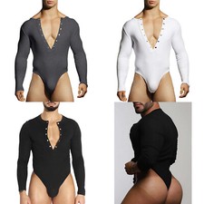 Men's Long Sleeve Shirt Athletic Sports Ballet Dance Leotard Fit Romper Bodysuit