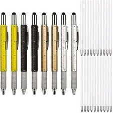 Pen 8pcs, 6-in-1 Multitool Tech Tool Pen with Ruler, Level, Stylus, Screwdriv...
