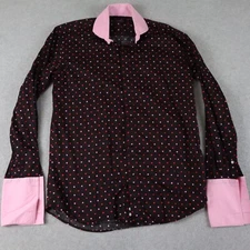 Steven Land Shirt Mens 15.5 34/35 French Cuff Button Up Polka Dot Long Sleeve
