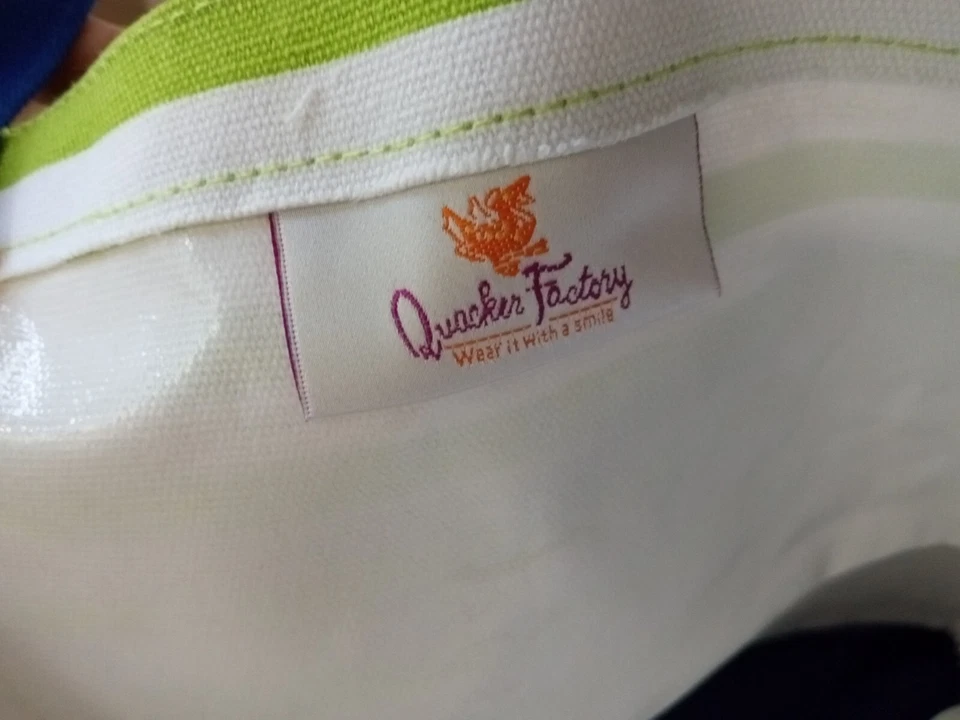 Bolso de Playa Quacker Factory Náutico Verde Blanco Azul Rayas Lentejuelas Ancla Foto 4 de 4