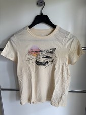 Gap Womens Medium Cream Mustang Convertible Car Sunset Beach Graphic T-shirt