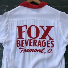 Vintage 1950s Rayon Chainstitch Bowling Shirt With Loop Collar