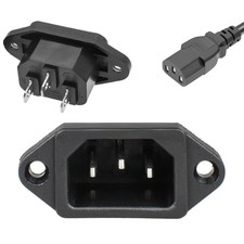 3 Pack IEC320 C14 AC Power Inlet Socket 3 Pin Panel Mount 250V 10A Plug
