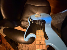 Squier Bronco Bass  Electric Bass Blue - video of playing if needed