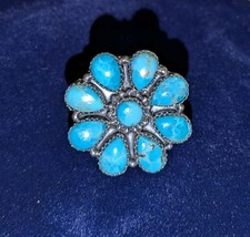 Navajo Vintage Sterlingsilber Türkis Statement Cluster Ring.(verstellbar )