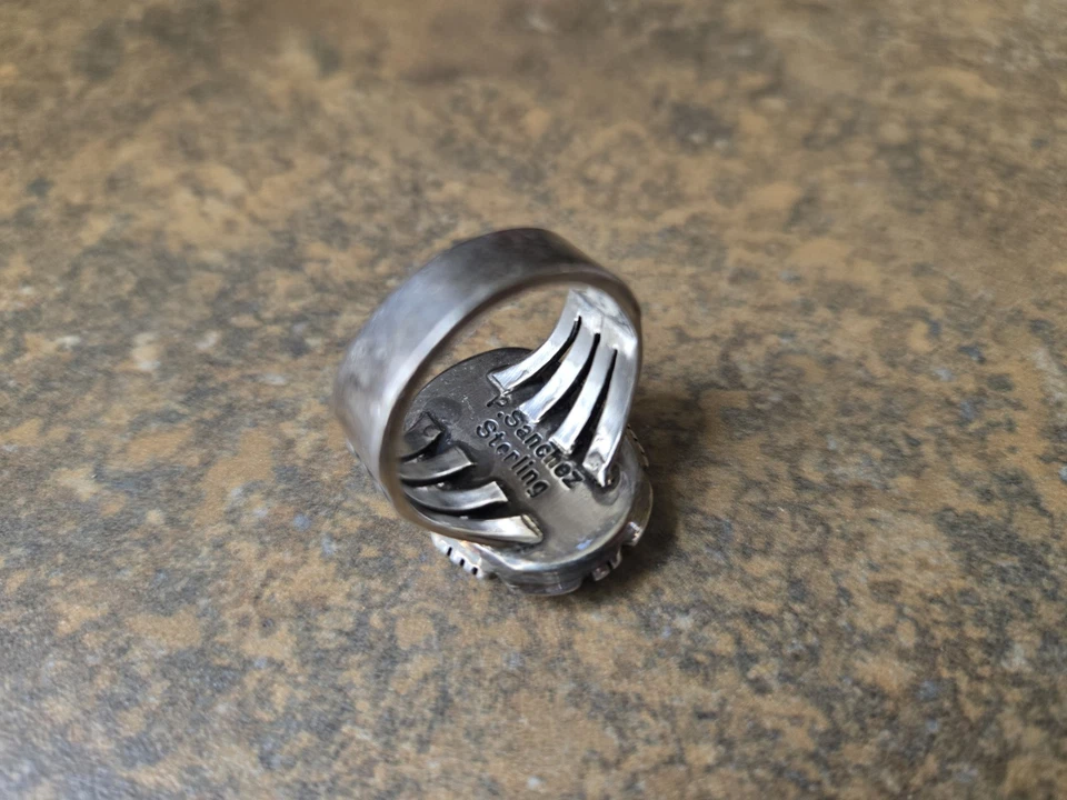 STUNNING P. SANCHEZ TURQUOISE RING .925 SIGNED - Image 4 of 4