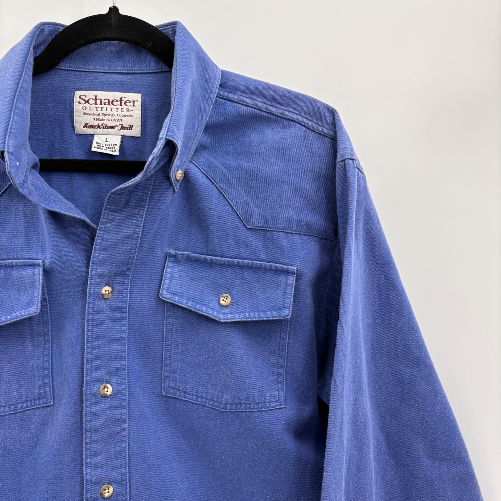 Schaefer Outfitter Blue Western Button Shirt Mens… - image 3