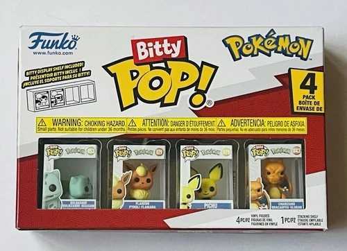 Funko Bitty POP! 4 Different Pokemon Set of 4 in 1 Pack Charizard Pichu Flareon