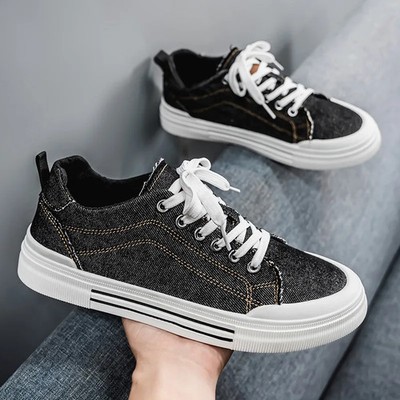 Canvas Men's Sneakers Soft-soled Low Top Flat Fashion Board Shoes Breathable 