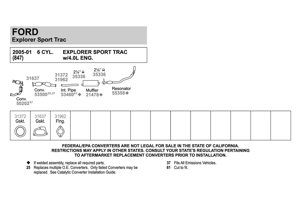For Ford Explorer Sport Trac 01-05 Exhaust Muffler Quiet-Flow Stainless Steel Foto 3 de 4