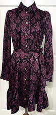 NWT Michael Kors size XS deep fuchsia long sleeve button up dress $175