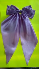 Purple Satin Bow Beaded Hair Accessory Women Solid Casual Party
