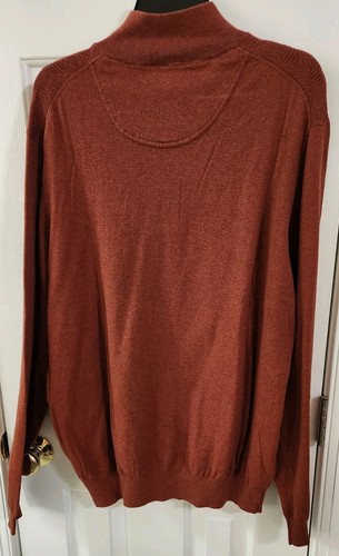 Men's Sz XL Joseph Abboud Heritage Sweater Cotton-Cashmere 1/4 Zip Rust Brown - Picture 2 of 13