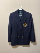 VTG Ralph Lauren LRL Women s 10 Royal Crest Double Breasted Wool Blazer Jacket