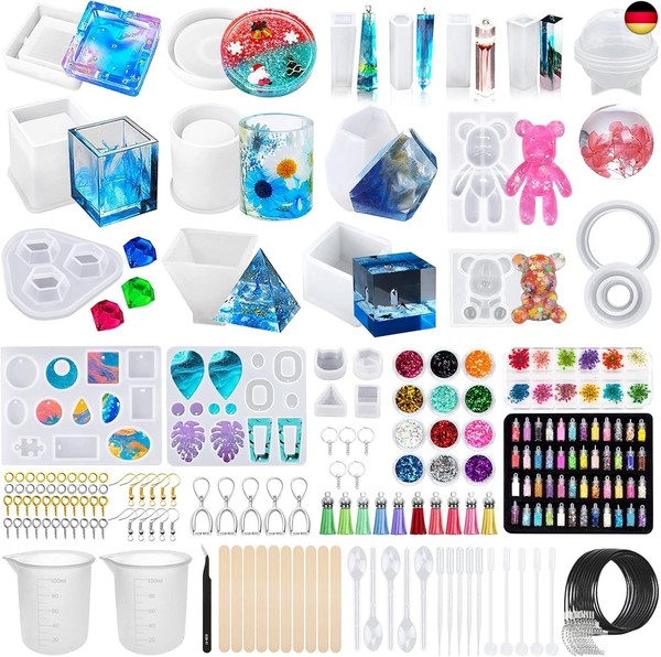 Epoxidharz Formen Set,132 StüCk ,Resin Kunstharz Diy Silikonformen Epoxidharz-image