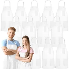 12 Pack Chef Apron with Pockets – Grilling Aprons for Men, Waterproof Cooking...