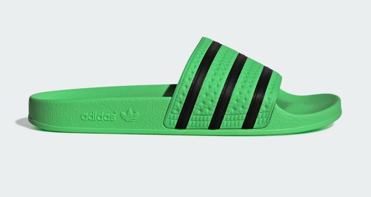 Adidas Adilette Slide Collegiate Green Slip On Sandals Made In Italy Men Size 10 adidas Adilette slides for Men - Green in USA | Level Shoes main image 2