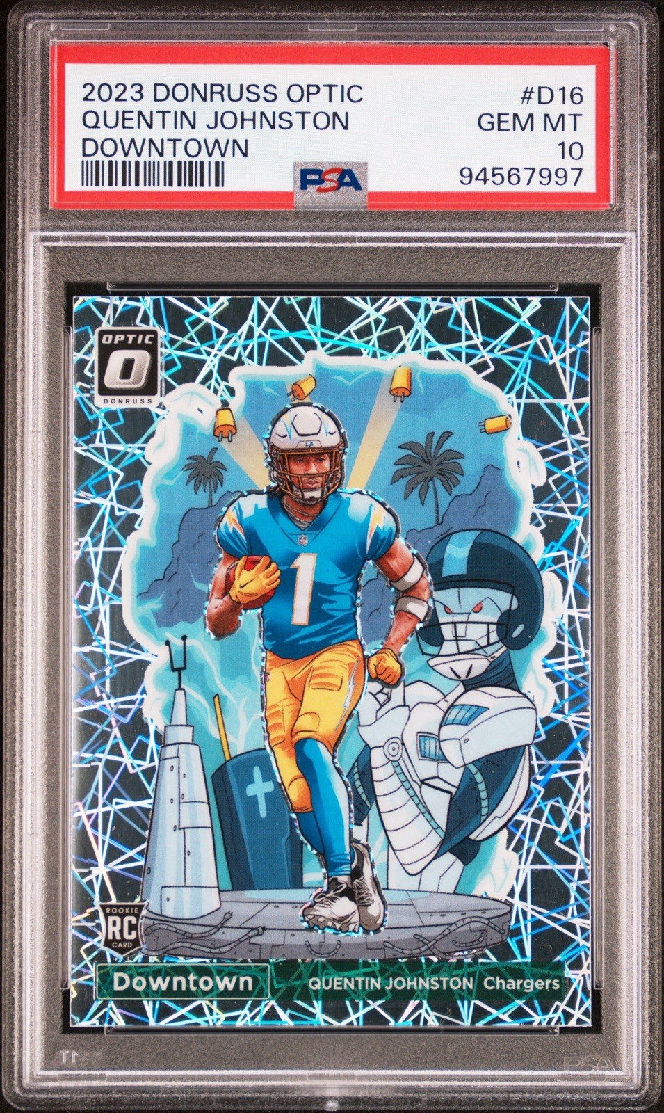 2023 Donruss Optic #D-16 Quentin Johnston RC Rookie Downtown PSA 10