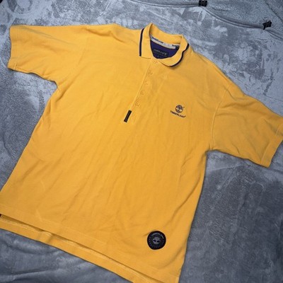 TIMBERLAND Sport Series Mens Polo Shirt Size L Short Sleeve Collared Yellow