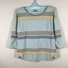T By Talbots Womens Sweater Sz S Small Long Sleeve Striped Soft Excellent