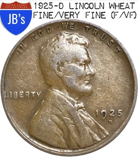 1925-D Lincoln Wheat Cent Penny 1c - FINE/VERY FINE (F/VF)