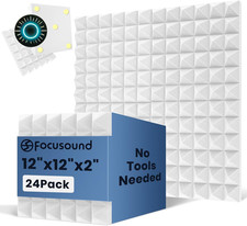 White Acoustic Panels 24 Pack 2"X12"X12" with 120 PCS Double-Side Adhesive So...