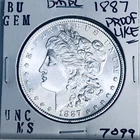 1887 BU GEM MORGAN SILVER DOLLAR UNC MS+++ U.S. MINT RARE COIN 7099
