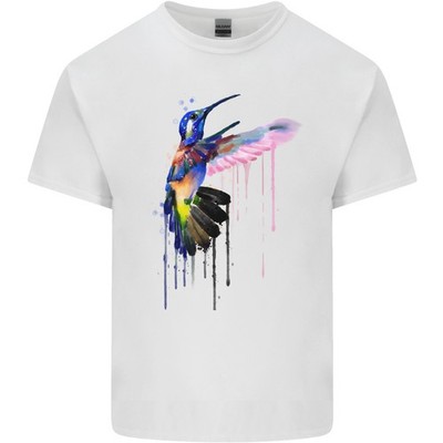 Ein Kolibri Aquarell Vogel Herren Leichtes Baumwoll T-Shirt