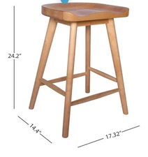 Rivet Kitchen Height Bar Counter Stool, Birch, Natural Finish, 24"H