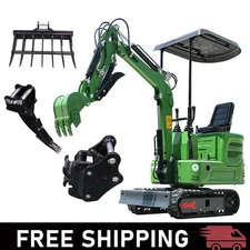 Mini Excavator 1Ton  Digger B&S Gas Engine with 3 Attachments Ripper Quick Hitch