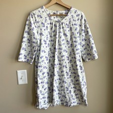Adonna vintage floral purple white nightgown sleep dress women's size L cotton