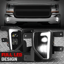 [L-LED DRL] For 16-19 Chevy Silverado 1500 Clear Lens Projector Fog Light Lamps