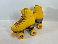 Rookie Authentic gelbe Leder Rollschuhe Größe 2 mit gelben Rollen