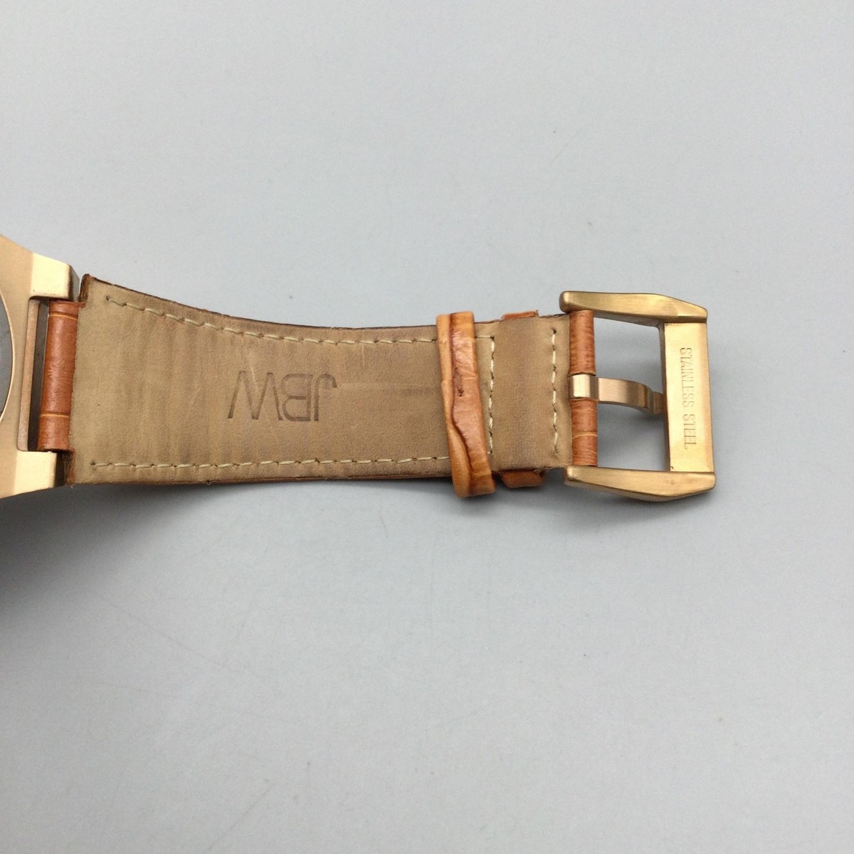 JBW Mens Watch 44mm Gold Tone Crystals Brown Leather Band J6350D New Battery JBW Mens Watch 44mm Gold Tone Crystals Brown Leather Band  main image 2