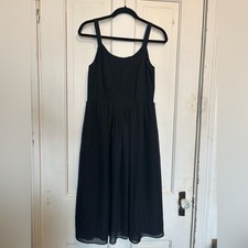 LOFT Black Chiffon Midi Dress Good Condition - missing belt