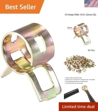 Set of 50 Flexible 10mm Spring Band Hose Clamps - Elegant Antique Bronze Finish