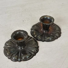 Vintage Pair Silver-Plated DENMARK Candlestick Holders 1.75”