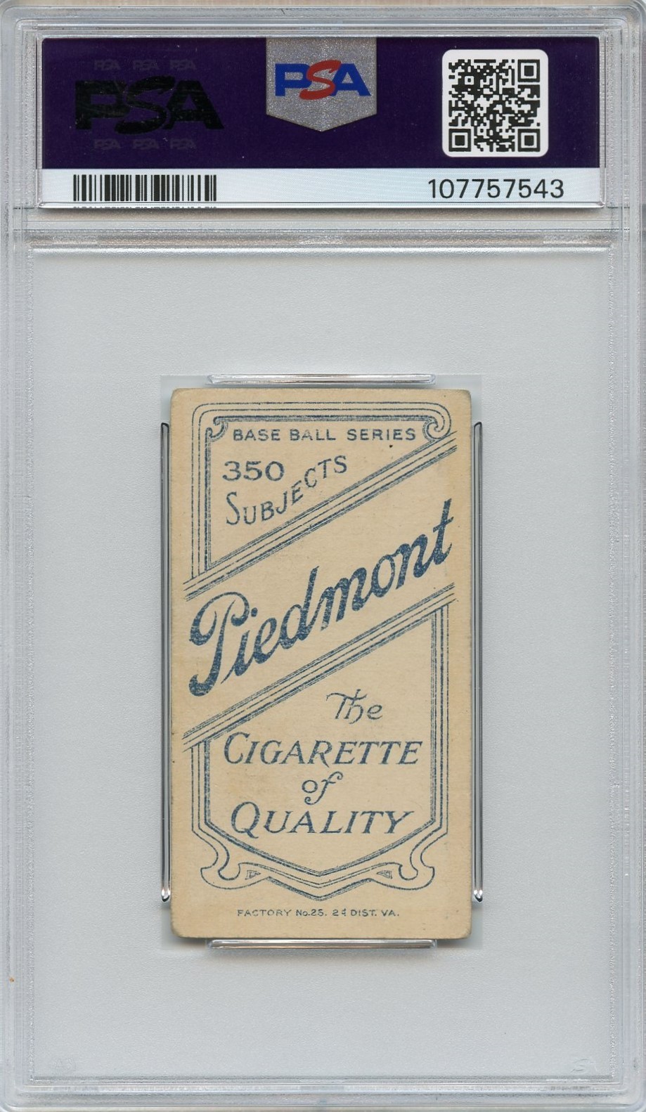 t206 Piedmont 350 Lucky Wright PSA 3 VG 1909-11 Early Baseball Card Old view 2