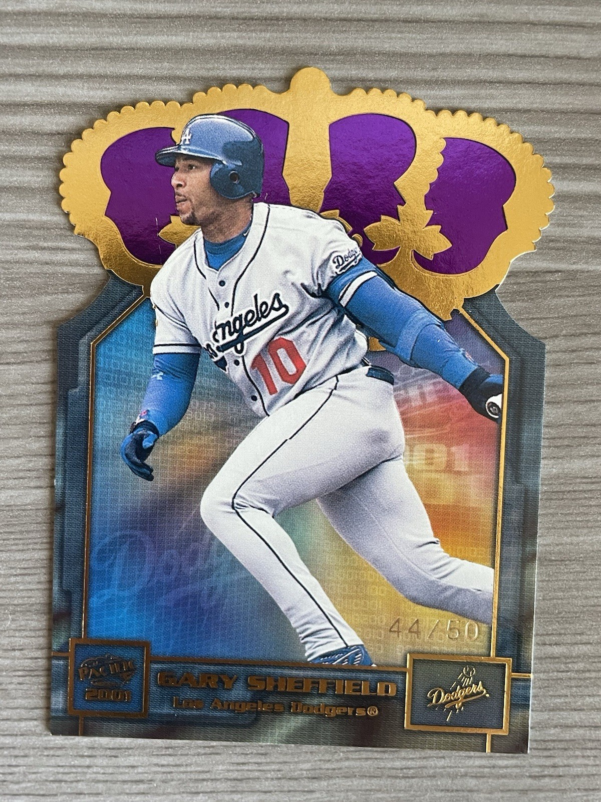 2001 Pacific Gold Crown Die Cuts Purple #19 Gary Sheffield/50