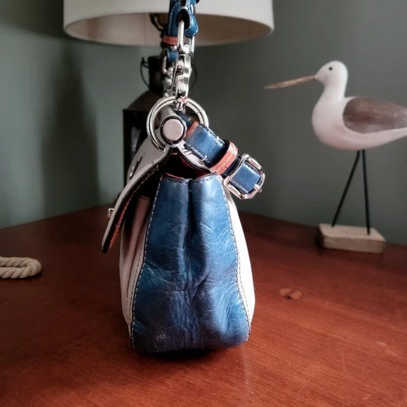 Coach 19035 City Willis Legacy Colorblock Gray Blue Orange Waxed Calfskin Bag - Image 2 of 4