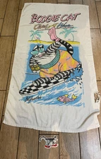 Vintage 1980s Kliban Beach Towel Boogie Cat 56” x 30” Paper Ornament Lot