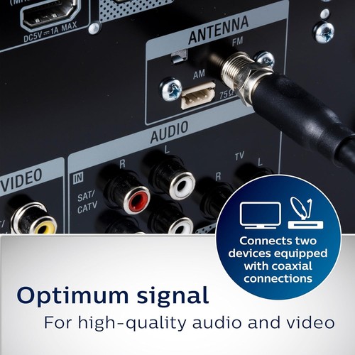 PHILIPS RG6 Dual Shield Koaxialkabel 4er-Pack, 6 Fuß Ideal für TV Antenne DVR Videorecorder - Bild 4 von 4