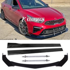 For KIA Forte GT Line Gloss Front Bumper Lip Splitter 87" Side Skirts Strut Rods
